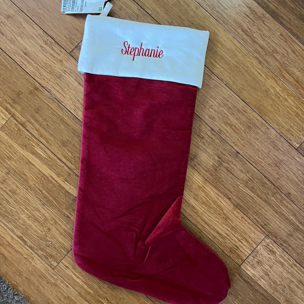 Pottery Barn Classic Velvet Stocking | Stephanie